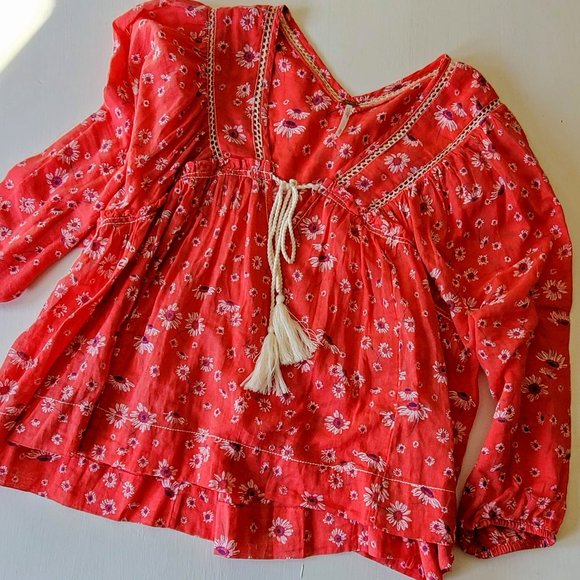 Free People Tops - Floral Cotton Gauze Top